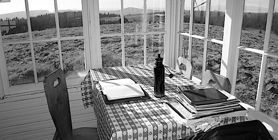 writing desk in the mountains